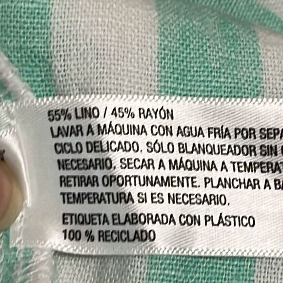 Stoney Clover XL Green White Stripe Tie Straps Linen Blend Babydoll Crop Top NEW - Picture 8 of 8